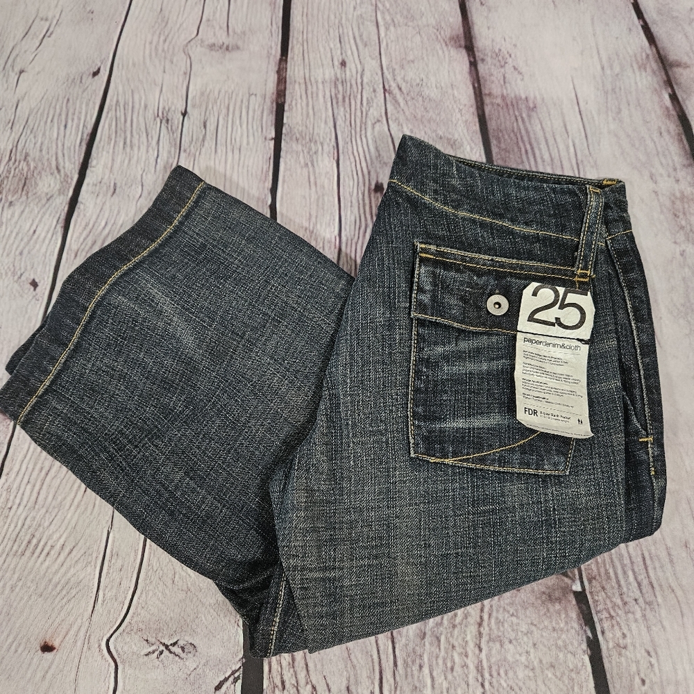 NWT Size 25 paper denim & cloth X-Low Rise Madcap Whiskered Flared Jeans